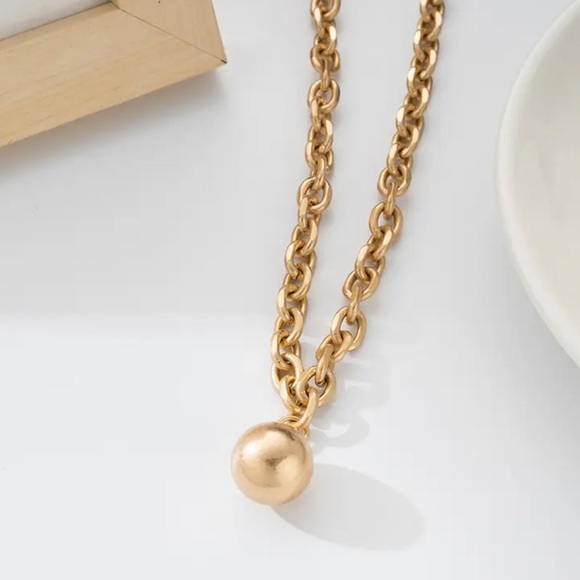 Zara Solid Round Steel Ball And Chain Pendant Oval Link Necklace Women’s Men’s - Picture 7 of 16